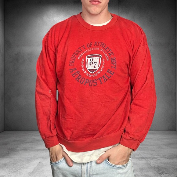 Aeropostale Other - Vintage Aeropostale Red Collegiate Crewneck Sweatshirt Boxy Distressed 90s Y2K